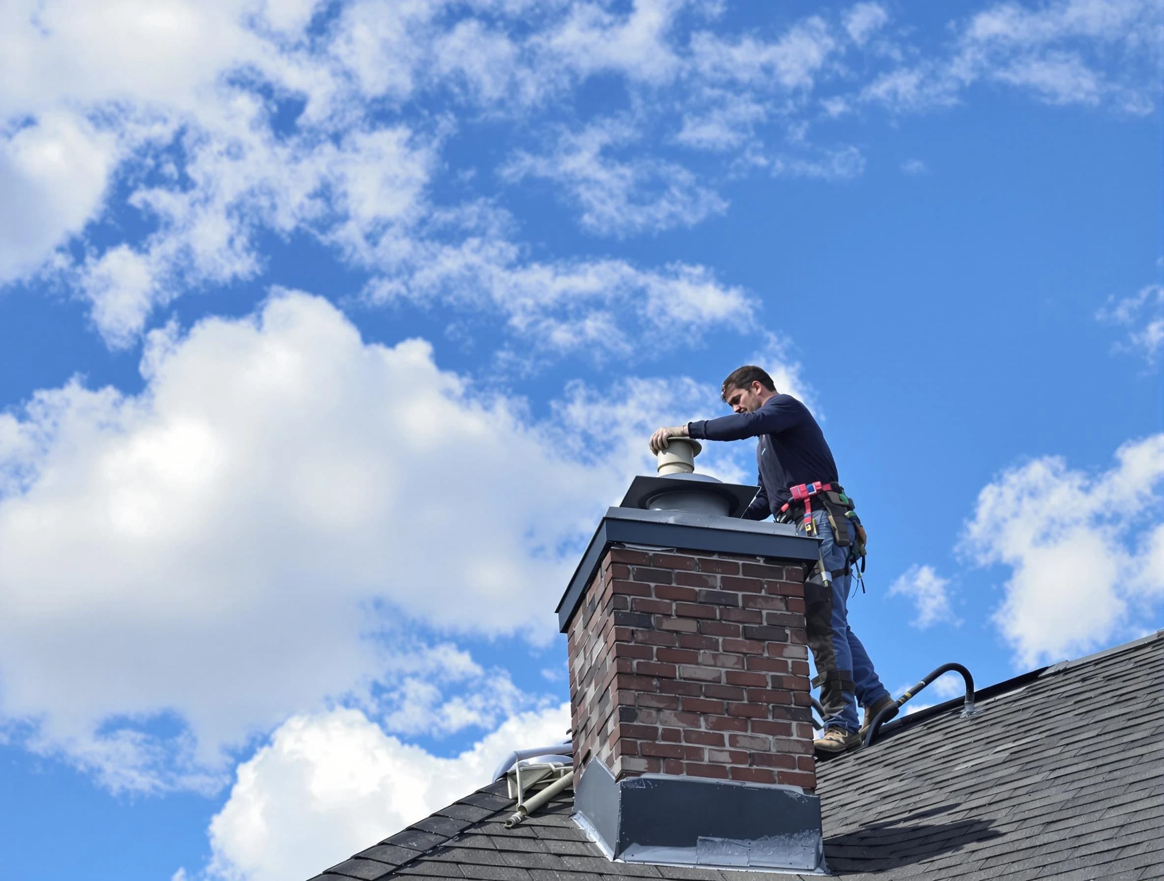 Goodyear Chimney Sweep installing a sturdy chimney cap in Goodyear, AZ