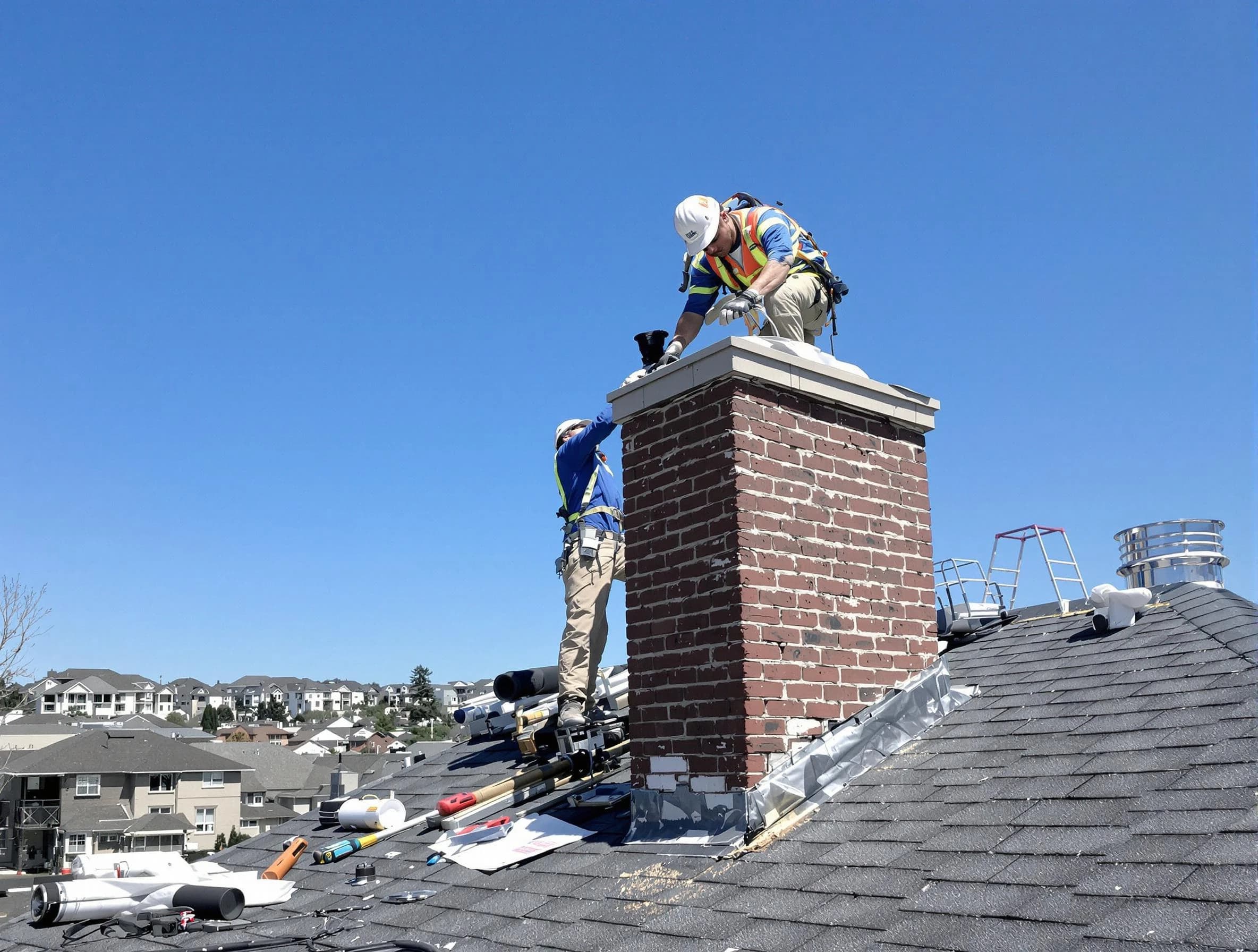 Goodyear Chimney Sweep repairing a chimney crown in Goodyear, AZ