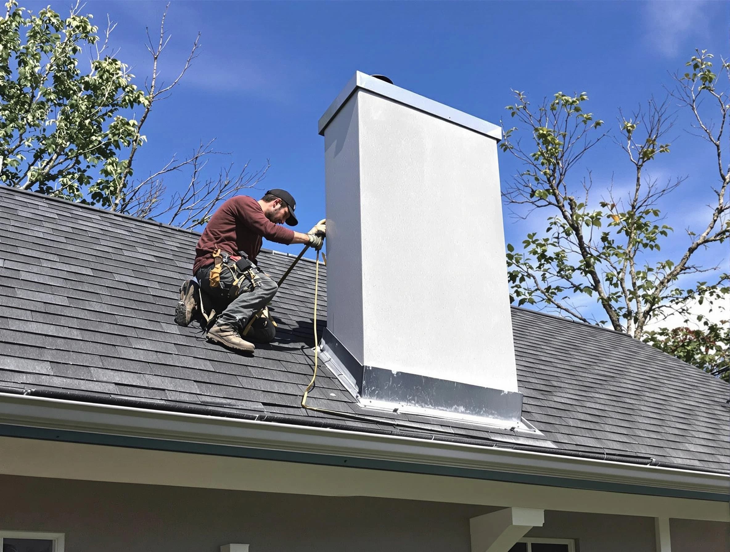 Goodyear Chimney Sweep team member finishing chimney construction in Goodyear, AZ