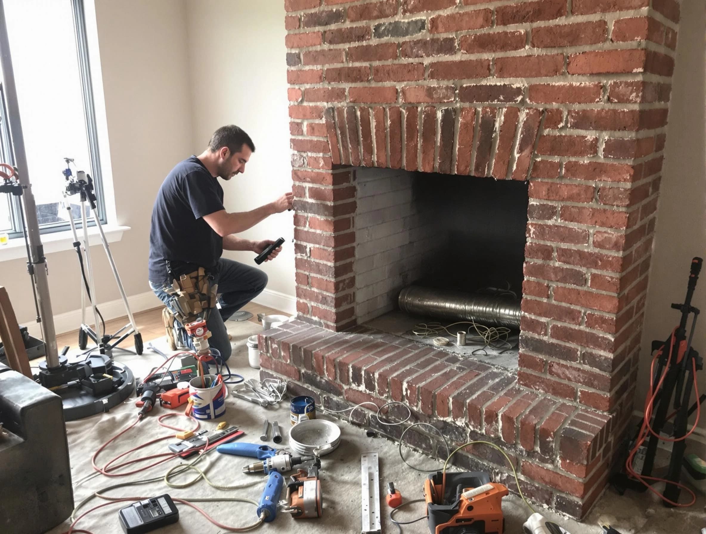 Goodyear Chimney Sweep specialist finalizing chimney liner service in Goodyear, AZ