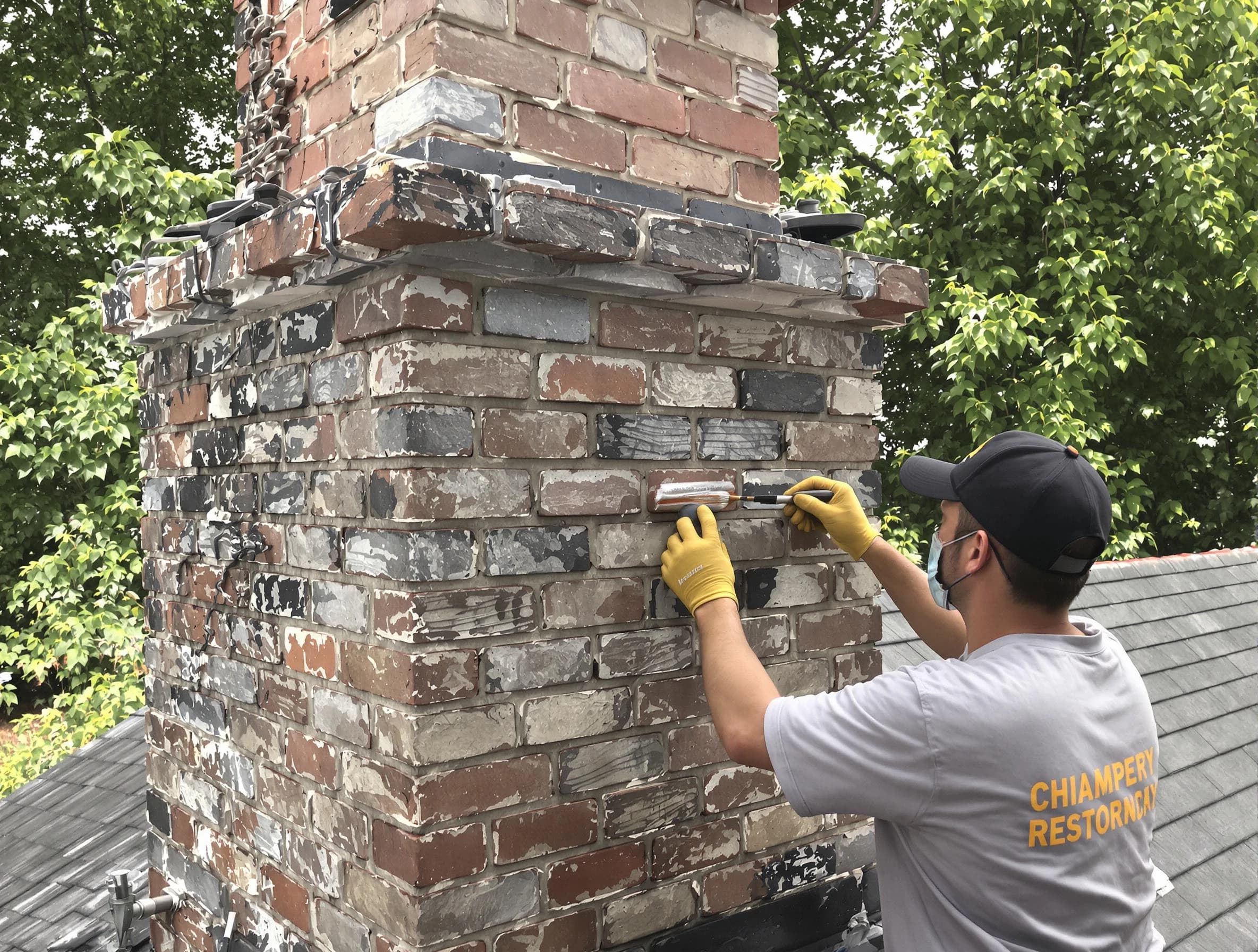 In-progress chimney restoration by Goodyear Chimney Sweep in Goodyear, AZ