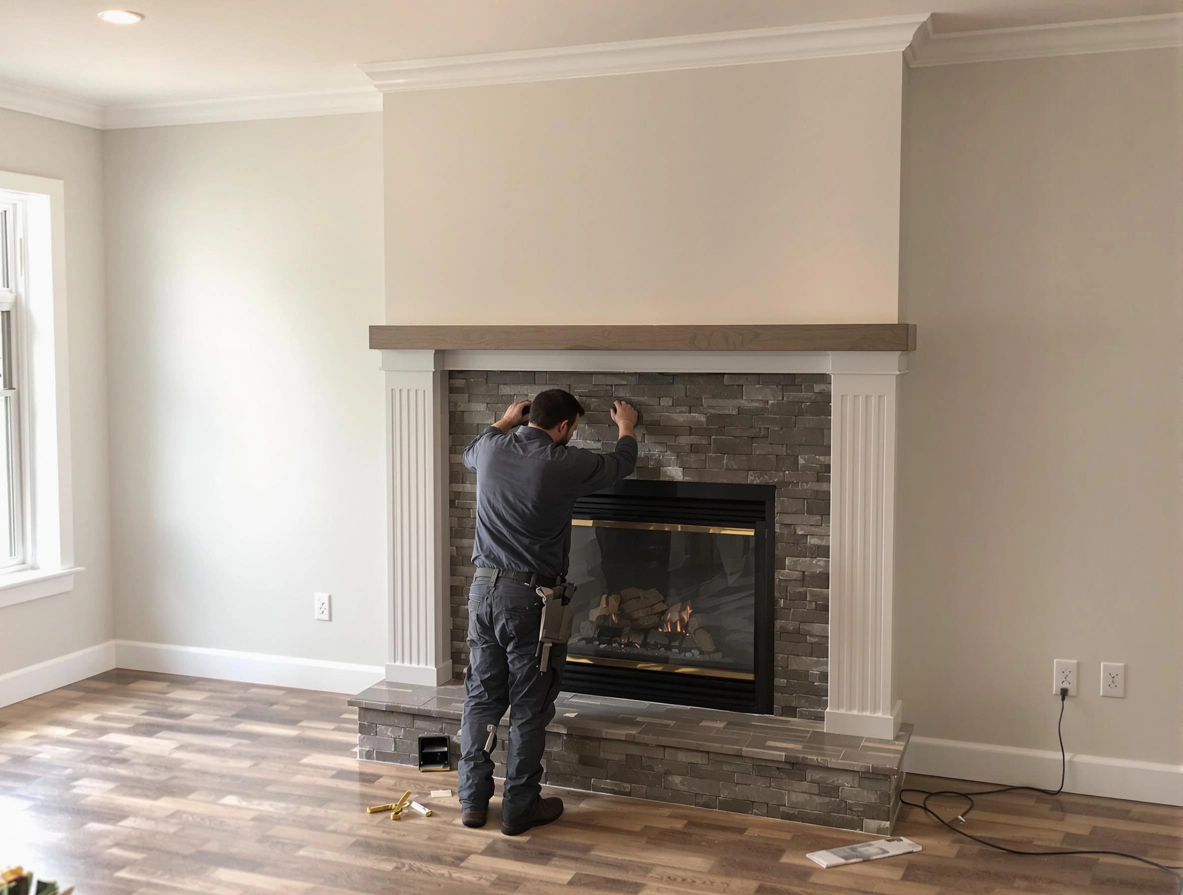 Goodyear Chimney Sweep finishing a custom fireplace install in Goodyear, AZ