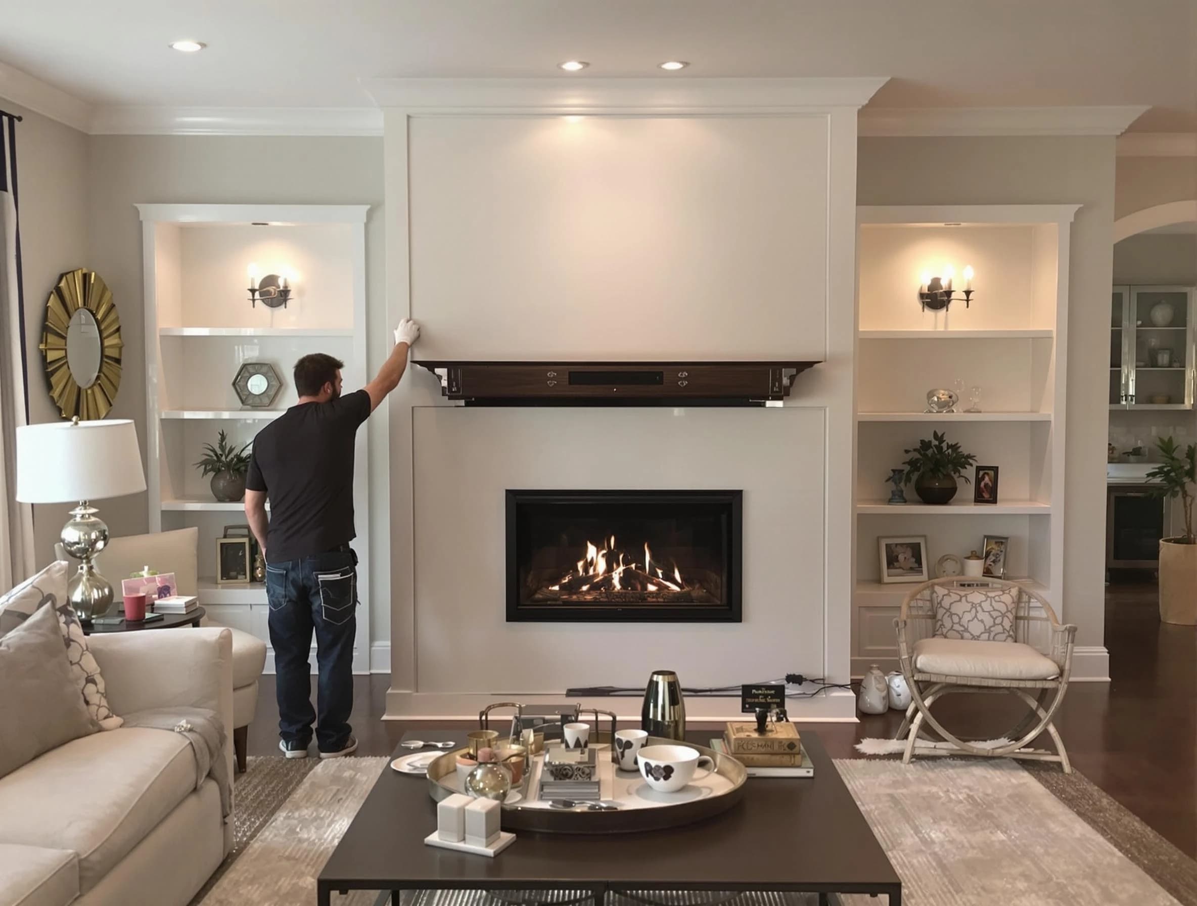 Goodyear Chimney Sweep installing a new fireplace in Goodyear, AZ