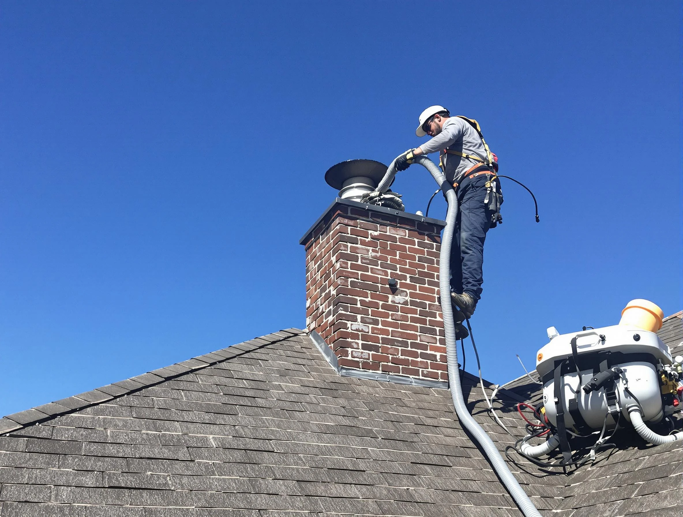 Dedicated Goodyear Chimney Sweep team member cleaning a chimney in Goodyear, AZ