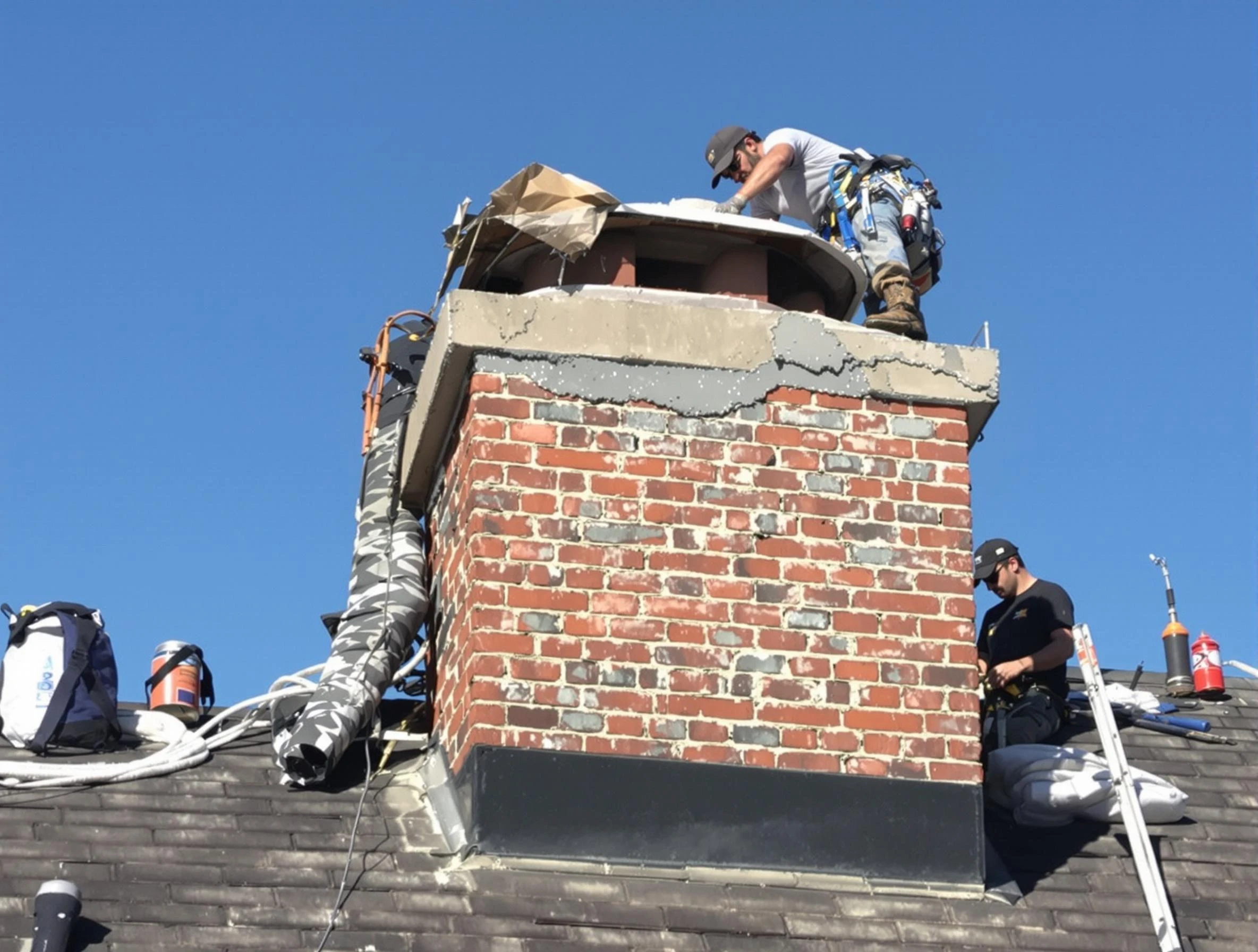 Goodyear Chimney Sweep installing a custom chimney crown in Goodyear, AZ